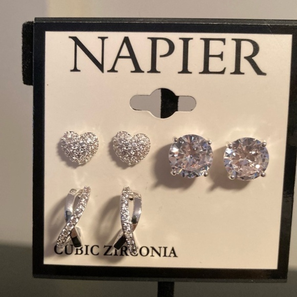 Napier Silver Cubic Zirconia Earring Trio